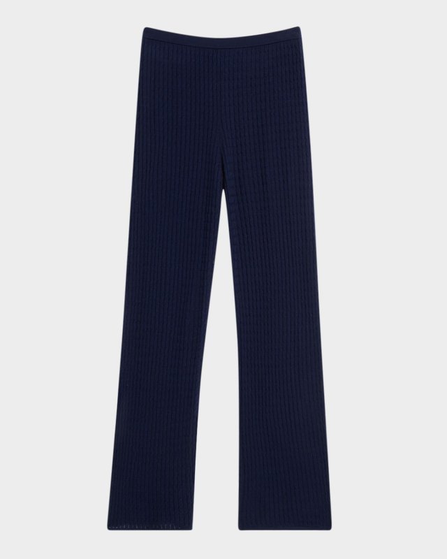 Fine Pointelle Cable-Knit Pants
